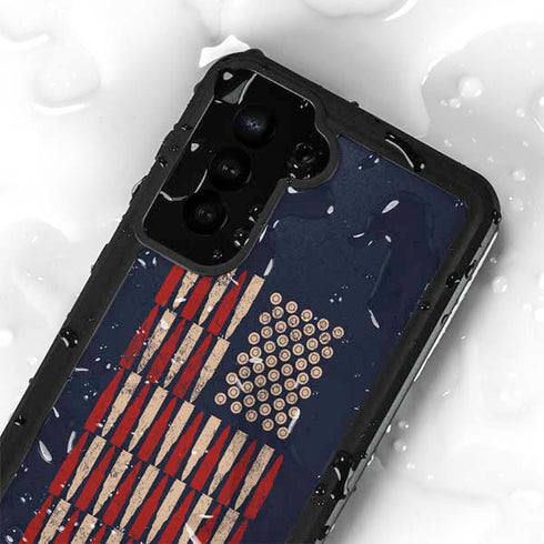 Blue Bullet American Flag Galaxy S24 Plus Waterproof Case